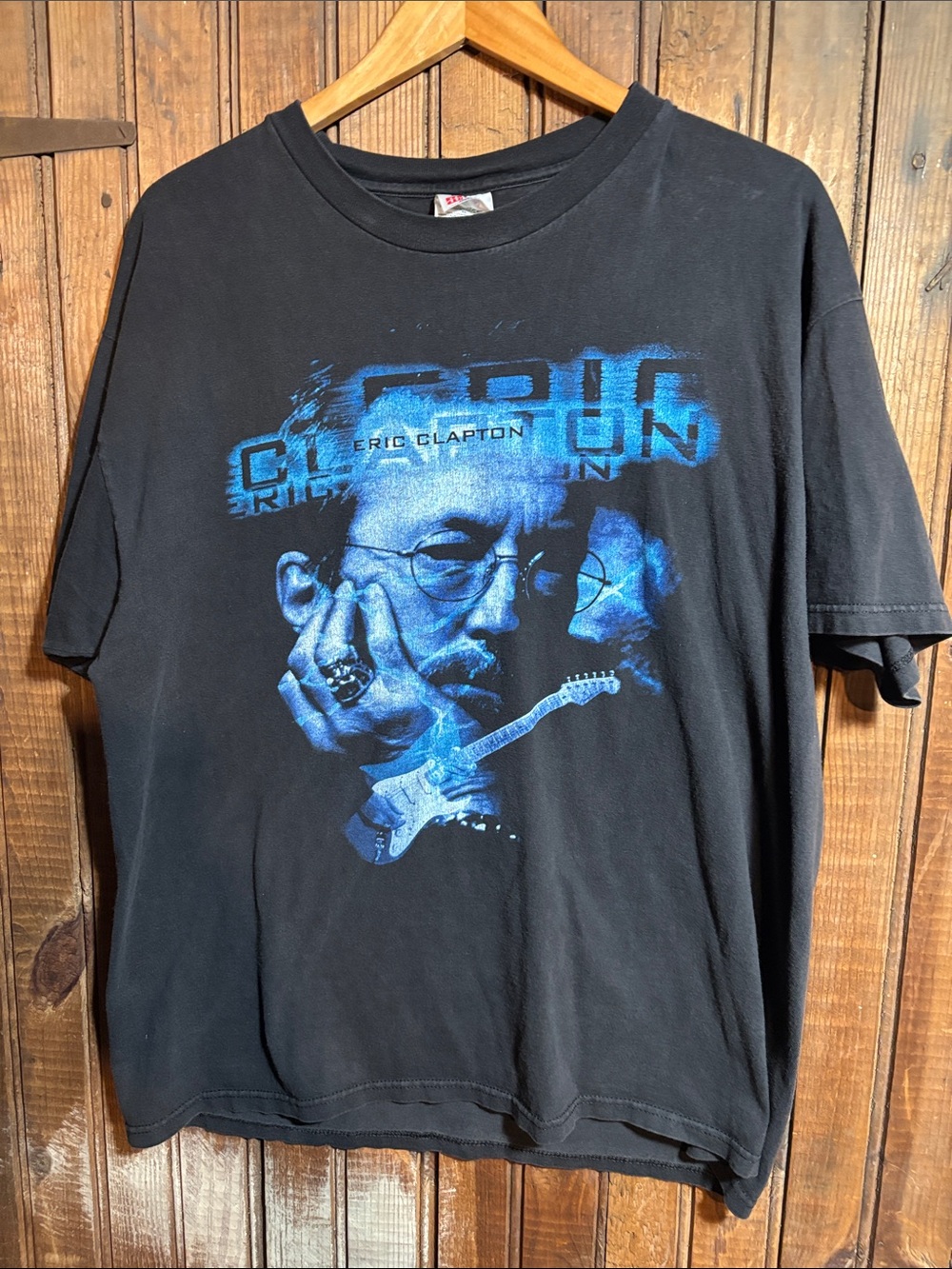 Vintage Black Short-Sleeve Eric Clapton 1998 Tour Tee with Blue Print